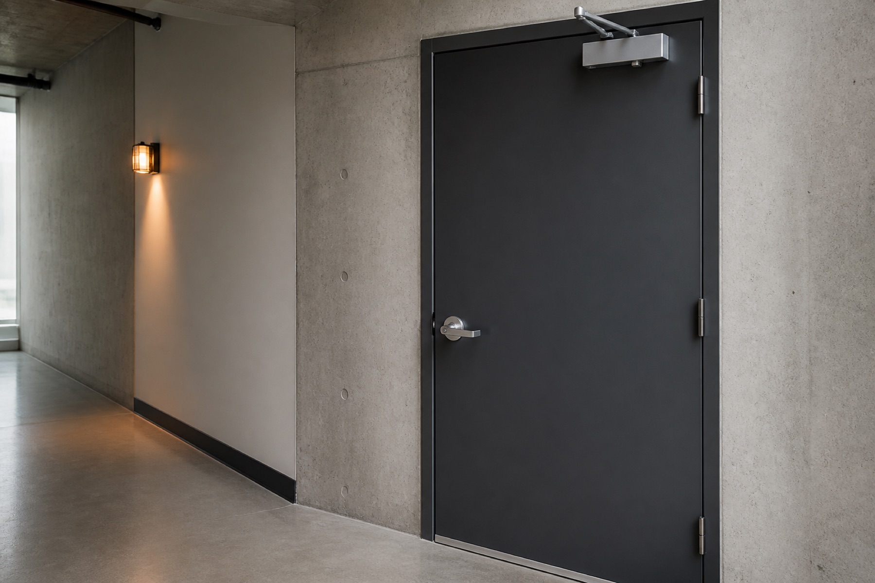 Example pressed-steel commercial door and frame available for Chilliwack projects